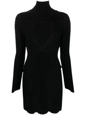 Roll-neck cut-out minidress
