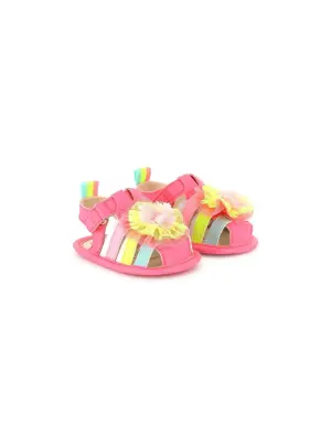 Сандалии с открытым носком и цветочной аппликацией