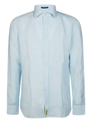 Льняная рубашка с вышитым логотипом