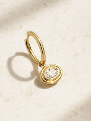 Одиночная серьга-кольцо Double Bubble из золота 750-й пробы с бриллиантами