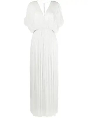 Шелковое платье макси с V-образным вырезом
