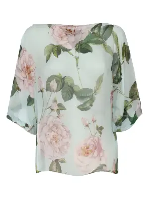 Топ с рукавами 'летучая мышь' и цветочным принтом
