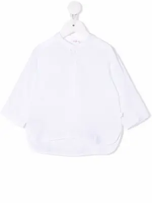 льняная рубашка с воротником-стойкой