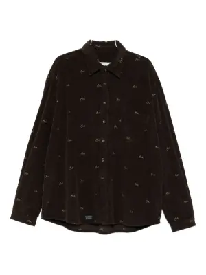 Вельветовая рубашка-куртка с вышитым логотипом