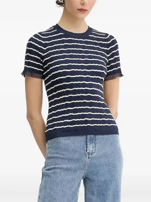 Полосатый топ с оборками на рукавах