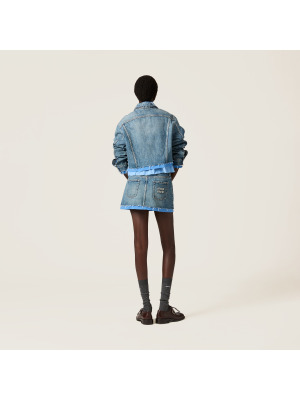 Мини-юбка из денима и поплина