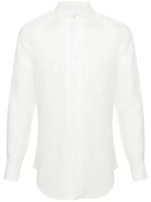 Льняная рубашка с классическим воротником