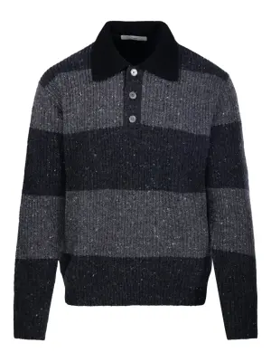 Полосатая вязаная рубашка-поло