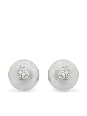 Серьги Orbit из белого золота с бриллиантами и лунным камнем