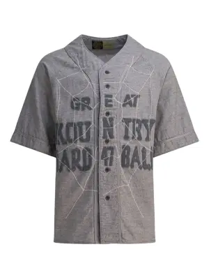 Рубашка на пуговицах с принтом-текстом