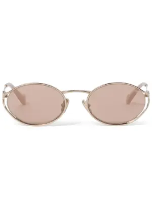 солнцезащитные очки в овальной оправе с логотипом