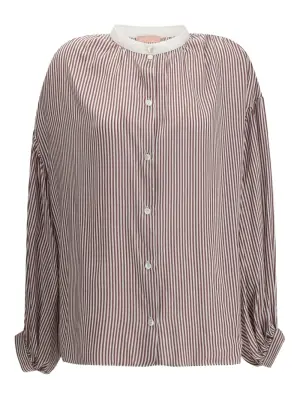 Полосатая рубашка с объемными рукавами
