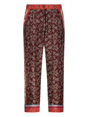 Брюки с цветочным принтом и боковыми лампасами