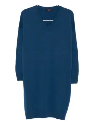 Кашемировое платье миди с V-образным вырезом