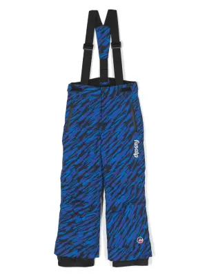 Camouflage-print logo-patch ski trousers
