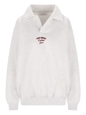 Свитшот с вышивкой и воротником поло