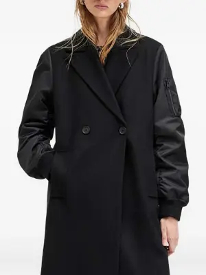 Двубортное пальто с рукавами-бомберами
