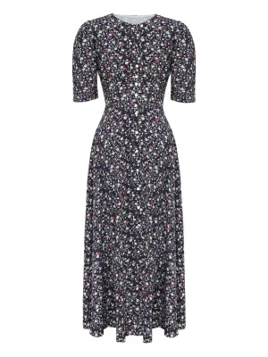 Платье миди с цветочным принтом