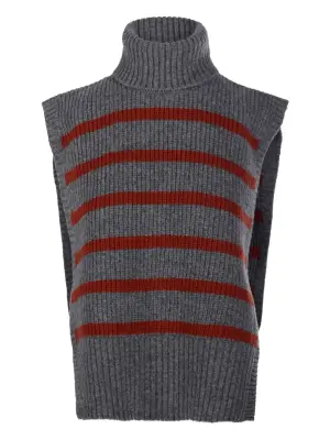 Полосатый свитер с высоким воротником