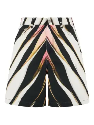 Джинсовые шорты с зебровым принтом