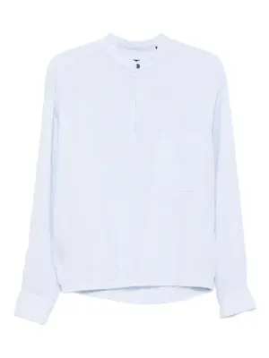 Льняная рубашка с воротником-стойкой