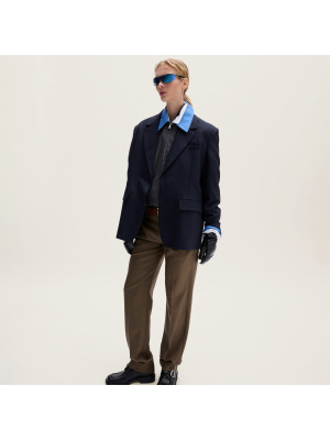 Блузон из габардина с воротником из поплина