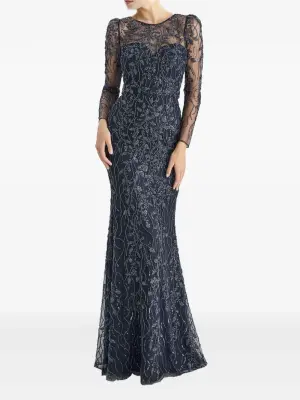 декорированное платье с длинными рукавами