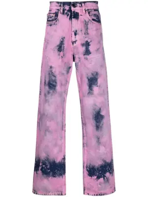 Прямые джинсы с принтом тай-дай