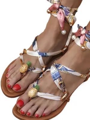 Сандалии с шарфом "Ананас и Жасмин"