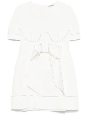 Платье мини с контрастной строчкой