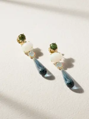 Серьги Lotus из 18-каратного золота с несколькими камнями