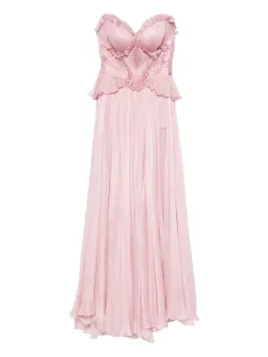 платье без бретелей с оборками