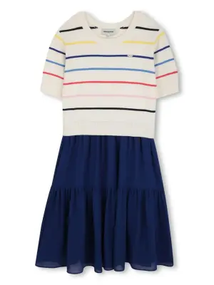 Платье миди с отделкой в полоску