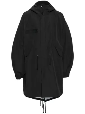 Drop-shoulder hooded parka coat