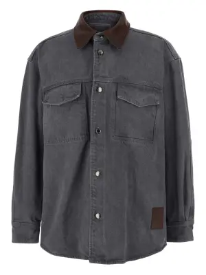 Рубашка с заостренным воротником и карманами