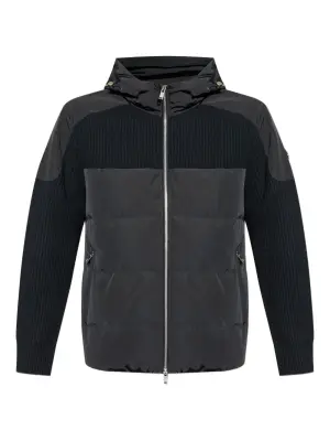 Стеганый пуховик со вставками в рубчик