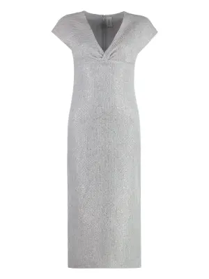 Платье с рукавами кап и люрексом