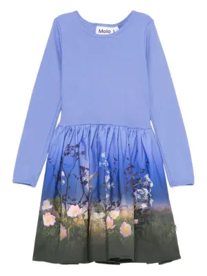 Платье в рубчик с цветочным принтом