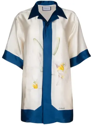 Шелковая рубашка с цветочным принтом
