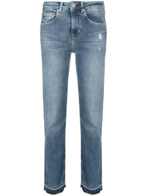 Зауженные джинсы Girlfriend с эффектом потертости