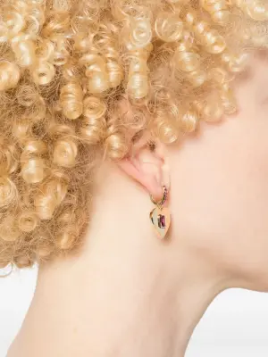 Серьга-хагги Heart из желтого золота с рубинами