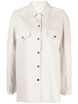 Кожаная куртка-рубашка на пуговицах