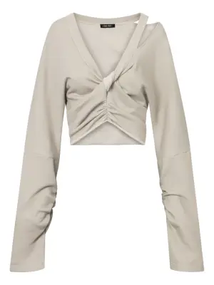 Топ на молнии с кожаной отделкой