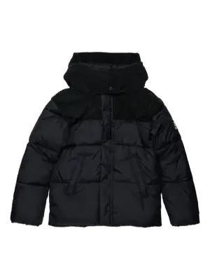 Пуховик с вельветовыми вставками