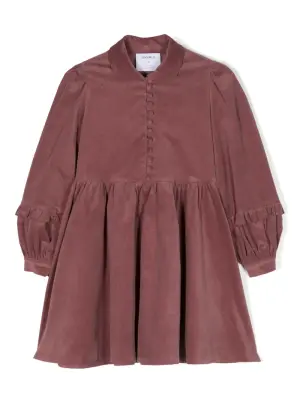 Платье с воротником-стойкой на пуговицах