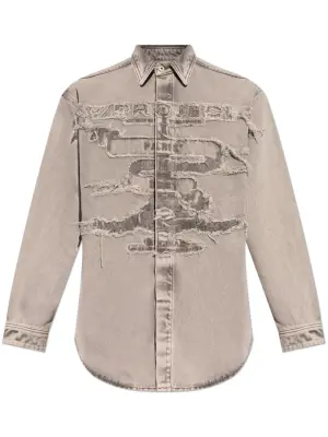 Джинсовая рубашка с бахромой