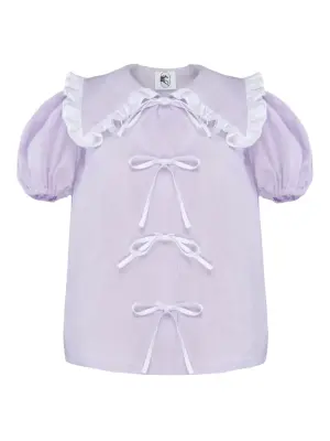 Льняной пижамный топ с объемными рукавами