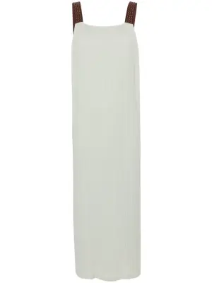 Плиссированное платье миди с плетеными бретелями