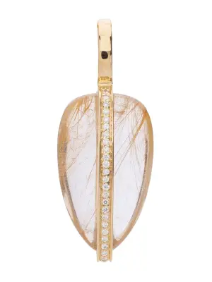 14k yellow gold quartz and diamond pendant