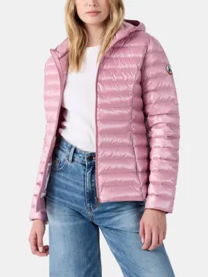 Лёгкий пуховик с капюшоном из блестящей ткани Cloe shiny